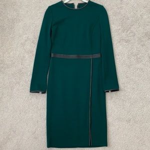 St. John Green Midi Dress with Black Accents